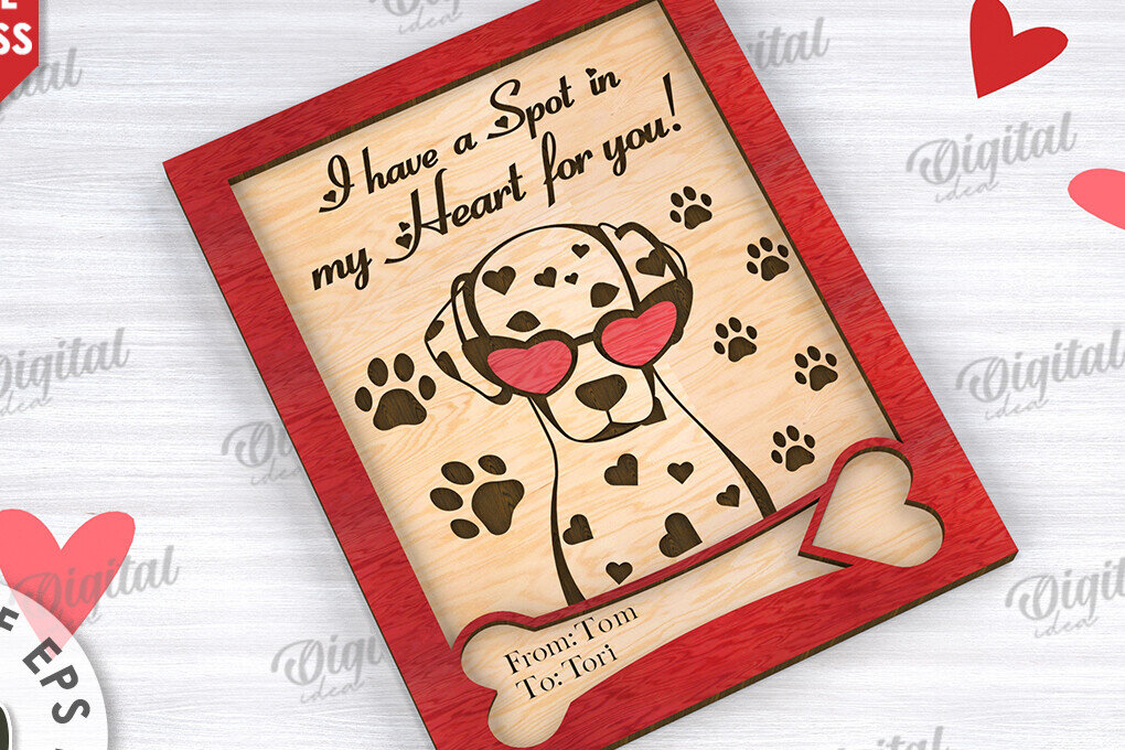Intra απο ξύλο plywood 3mm-4mm πάχος – Κάρτα για την Ημέρα του Αγίου Βαλεντίνου για κατοικίδια, Δίασταση  20x20 cm INTRAFABR-111610481