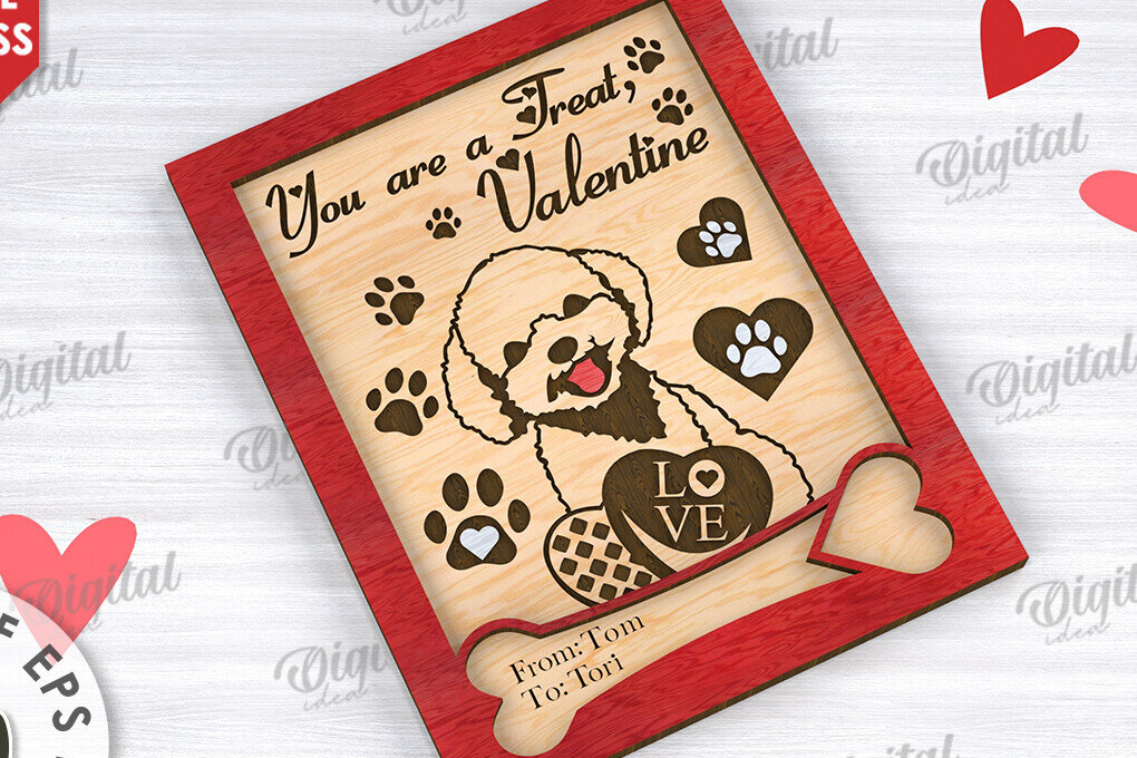 Intra απο ξύλο plywood 3mm-4mm πάχος – Κάρτα για την Ημέρα του Αγίου Βαλεντίνου για κατοικίδια, Δίασταση  20x20 cm INTRAFABR-111610522