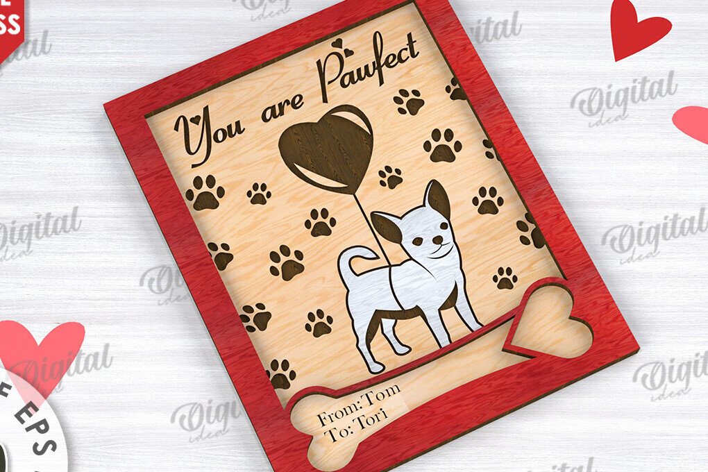 Intra απο ξύλο plywood 3mm-4mm πάχος – Κάρτα για την Ημέρα του Αγίου Βαλεντίνου για κατοικίδια, Δίασταση  20x20 cm INTRAFABR-111610566