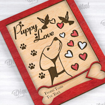 Intra απο ξύλο plywood 3mm-4mm πάχος – Κάρτα για την Ημέρα του Αγίου Βαλεντίνου για κατοικίδια, Δίασταση  20x20 cm INTRAFABR-111610589 - Image 1