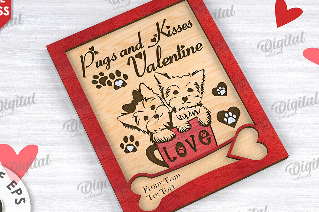 Intra απο ξύλο plywood 3mm-4mm πάχος – Κάρτα για την Ημέρα του Αγίου Βαλεντίνου για κατοικίδια, Δίασταση  20x20 cm INTRAFABR-111610621