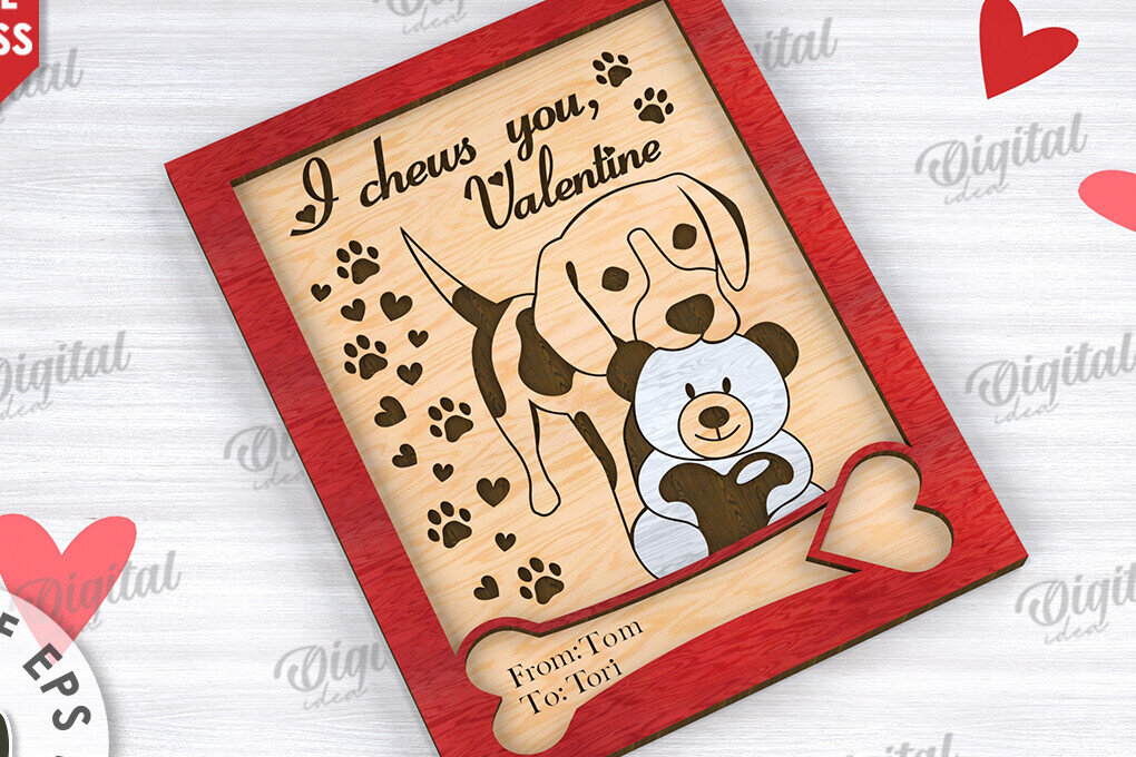 Intra απο ξύλο plywood 3mm-4mm πάχος – Κάρτα για την Ημέρα του Αγίου Βαλεντίνου για κατοικίδια, Δίασταση  20x20 cm INTRAFABR-111610687