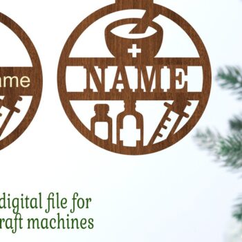 Intra απο ξύλο plywood 3mm-4mm πάχος – Φαρμακοποιός Χριστουγεννιάτικο Στολίδι Laser Δίασταση 20x20 cm INTRAFABR-80108758 - Image 2