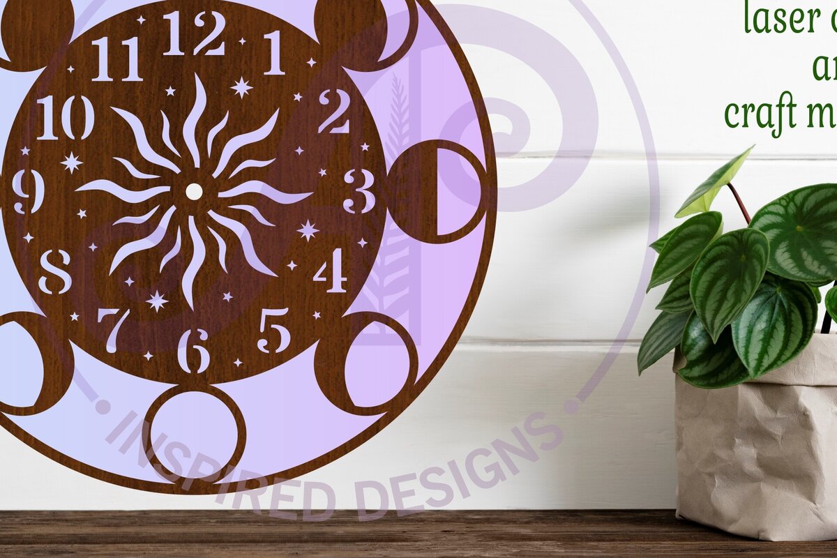 Intra απο ξύλο plywood 3mm-4mm πάχος – Φάσεις του Ρολόι της Σελήνης Ρολόι Τοίχου Δίασταση  40x30 cm INTRAFABR-123653068