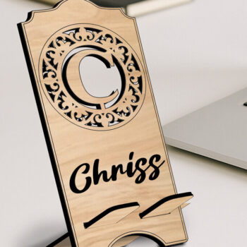 Intra απο ξύλο plywood 3mm-4mm πάχος – Θήκη τηλεφώνου Γράμμα C Μονόγραμμα Alpha Δίασταση  20x20 cm INTRAFABR-122976545 - Image 1