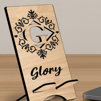 Intra απο ξύλο plywood 3mm-4mm πάχος – Βάση τηλεφώνου Letter G Monogram Stand Δίασταση  20x20 cm INTRAFABR-122808824 - Image 2