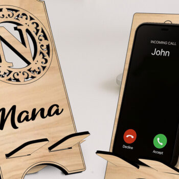 Intra απο ξύλο plywood 3mm-4mm πάχος – Θήκη τηλεφώνου Letter N Monogram Alpha Δίασταση 20x20 cm INTRAFABR-123036337 - Image 1