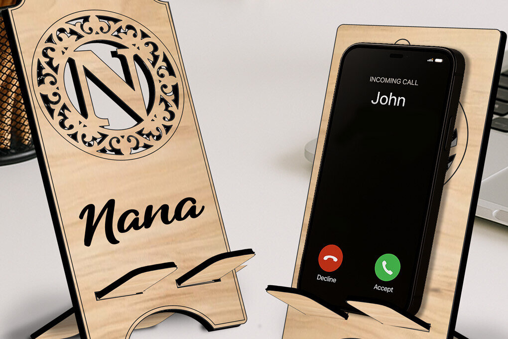 Intra απο ξύλο plywood 3mm-4mm πάχος – Θήκη τηλεφώνου Letter N Monogram Alpha Δίασταση  20x20 cm INTRAFABR-123036337