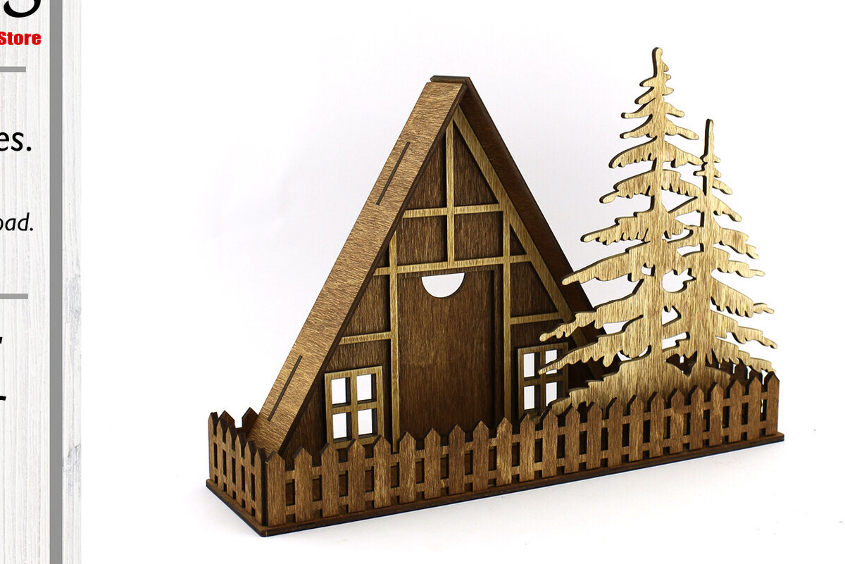 Intra απο ξύλο plywood 3mm-4mm πάχος – Κορνίζα "Cottage". Αρχείο κοπής με λέιζερ Δίασταση  20x20 cm INTRAFABR-99041373