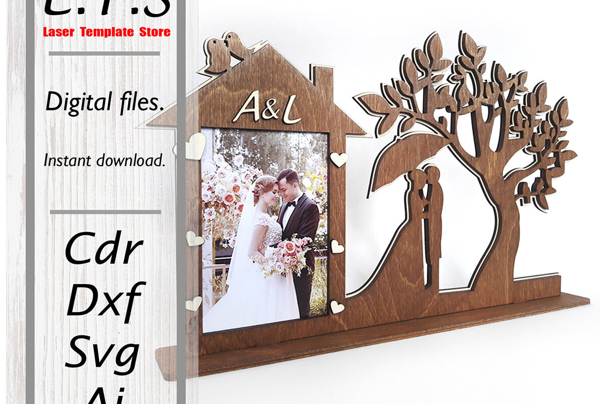 Intra απο ξύλο plywood 3mm-4mm πάχος – Κορνίζα φωτογραφιών. Αρχείο κοπής με λέιζερ. Δίασταση  20x20 cm INTRAFABR-97565163