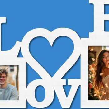 Intra απο ξύλο plywood 3mm-4mm πάχος – Κορνίζα "Love and Heart" Δίασταση  20x20 cm INTRAFABR-119637283 - Image 1