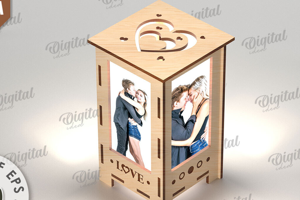 Intra απο ξύλο plywood 3mm-4mm πάχος – Κορνίζα φωτογραφιών Nightlight Δίασταση  20x20 cm INTRAFABR-115954234