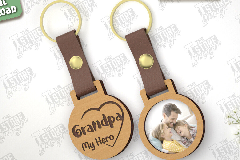 Intra απο ξύλο plywood 3mm-4mm πάχος – Φωτογραφία Ξύλινο Μπρελόκ Γιορτή του Πατέρα | CNC Δίασταση  5x5 cm INTRAFABR-118021296