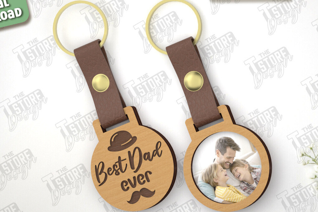 Intra απο ξύλο plywood 3mm-4mm πάχος – Φωτογραφία Ξύλινο Μπρελόκ Γιορτή του Πατέρα | CNC Δίασταση  5x5 cm INTRAFABR-118021286