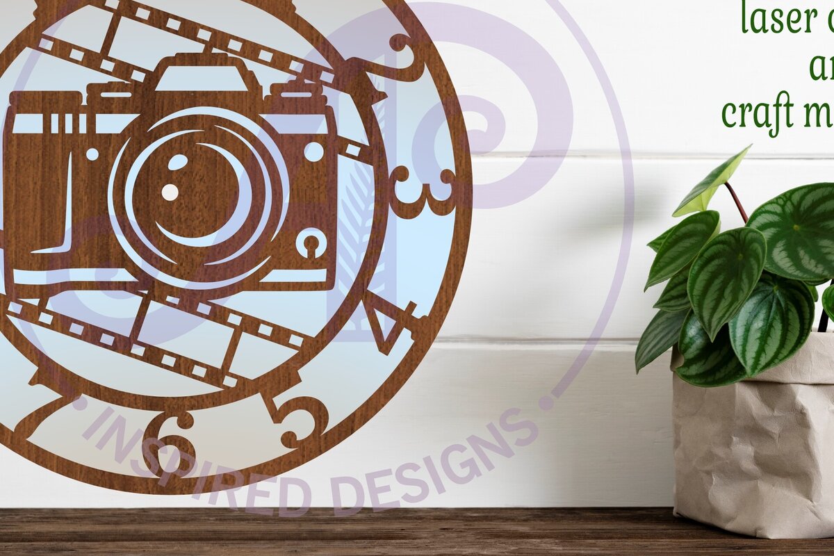 Intra απο ξύλο plywood 3mm-4mm πάχος – Αρχείο κοπής με λέιζερ Ρολόι φωτογραφικής μηχανής φωτογράφου Δίασταση  20x20 cm INTRAFABR-102501924