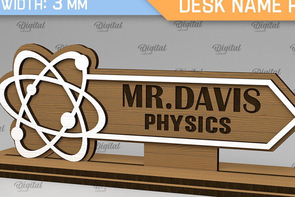 Intra απο ξύλο plywood 3mm-4mm πάχος – Physics Teacher Desk Name Plate LaserCut Δίασταση  20x20 cm INTRAFABR-103439729