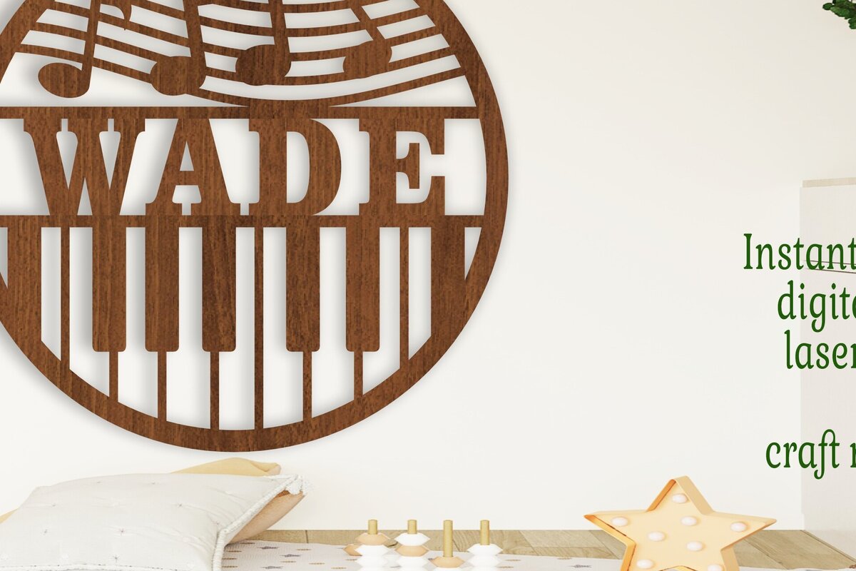 Intra απο ξύλο plywood 3mm-4mm πάχος – Σήμα ονόματος μουσικής πιάνου Laser Δίασταση  20x20 cm INTRAFABR-103754174