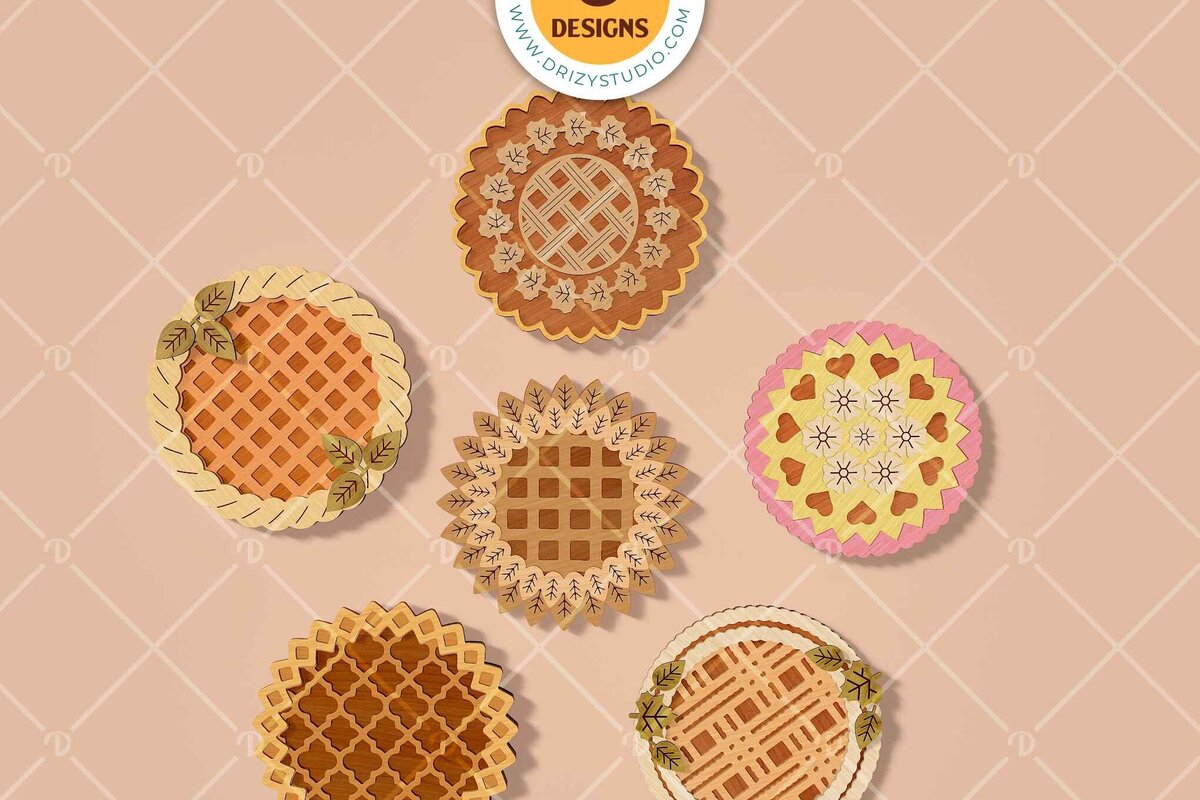 Intra απο ξύλο plywood 3mm-4mm πάχος – Pie Crust Wood Set 6 - Wood Δίασταση  20x20 cm INTRAFABR-120342578