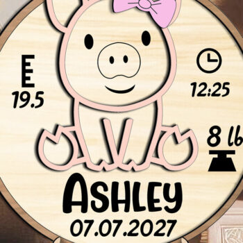 Intra απο ξύλο plywood 3mm-4mm πάχος – Ανακοίνωση Pig Baby Round Board Δίασταση 20x20 cm INTRAFABR-117737235 - Image 1