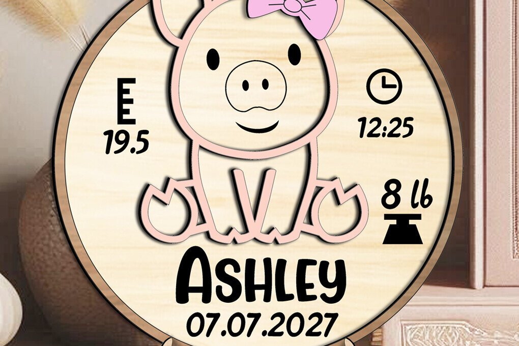 Intra απο ξύλο plywood 3mm-4mm πάχος – Ανακοίνωση Pig Baby Round Board Δίασταση  20x20 cm INTRAFABR-117737235