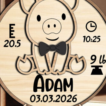 Intra απο ξύλο plywood 3mm-4mm πάχος – Ανακοίνωση Pig Baby Round Board Δίασταση 20x20 cm INTRAFABR-117737235 - Image 2