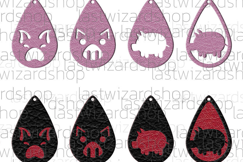 Intra απο ξύλο plywood 3mm-4mm πάχος – Σκουλαρίκια Pig, Στοιβαγμένα Σκουλαρίκια Δίασταση  5x5 cm INTRAFABR-25328994