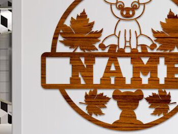 Intra απο ξύλο plywood 3mm-4mm πάχος – Pig Name Sign Δίασταση  40x30 cm INTRAFABR-75739918 - Image 1