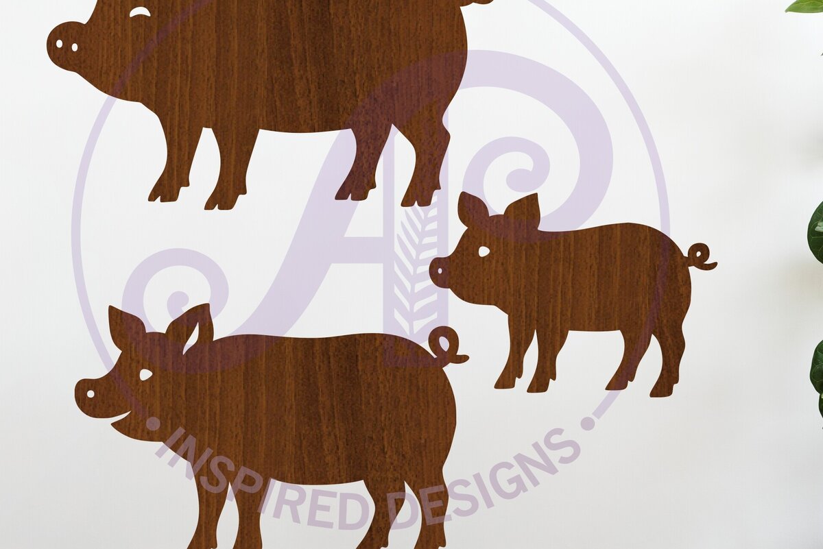 Intra απο ξύλο plywood 3mm-4mm πάχος – Αρχείο με αποκοπή λέιζερ Pig Silhouette Δίασταση  20x20 cm INTRAFABR-124429232