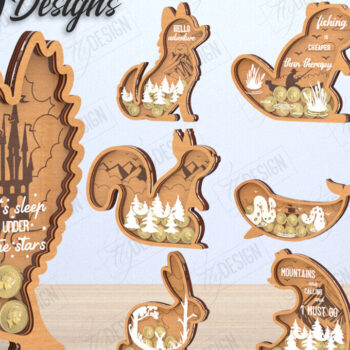 Intra απο ξύλο plywood 3mm-4mm πάχος – Πακέτο κοπής λέιζερ Piggy Bank | Ζώα Δίασταση  20x20 cm INTRAFABR-119899635 - Image 1