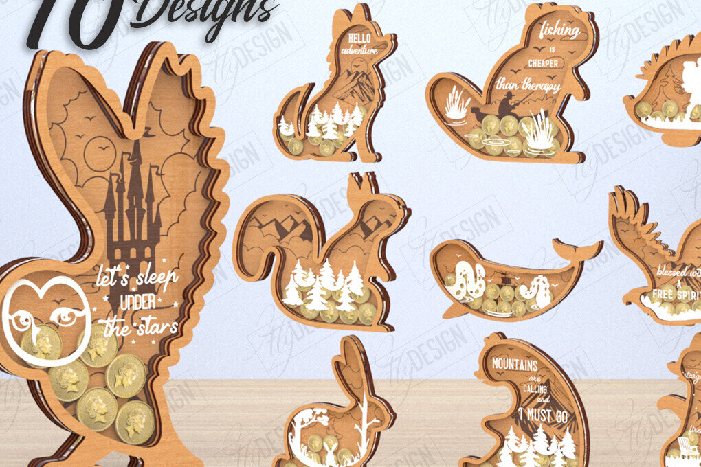 Intra απο ξύλο plywood 3mm-4mm πάχος – Πακέτο κοπής λέιζερ Piggy Bank | Ζώα Δίασταση  20x20 cm INTRAFABR-119899635