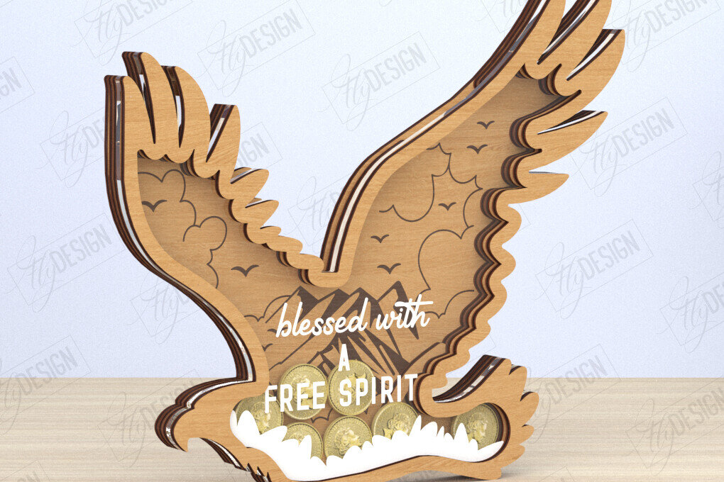 Intra απο ξύλο plywood 3mm-4mm πάχος – Κοπή λέιζερ Piggy Bank | Σχήμα Αετού | CNC Δίασταση  20x20 cm INTRAFABR-119663922