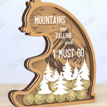 Intra απο ξύλο plywood 3mm-4mm πάχος – Κοπή λέιζερ Piggy Bank | Shape of Bear|CNC Δίασταση 20x20 cm INTRAFABR-119663894 - Image 1