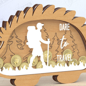 Intra απο ξύλο plywood 3mm-4mm πάχος – Κοπή λέιζερ Piggy Bank | Σχήμα Σκαντζόχοιρου Δίασταση  20x20 cm INTRAFABR-119899447 - Image 1