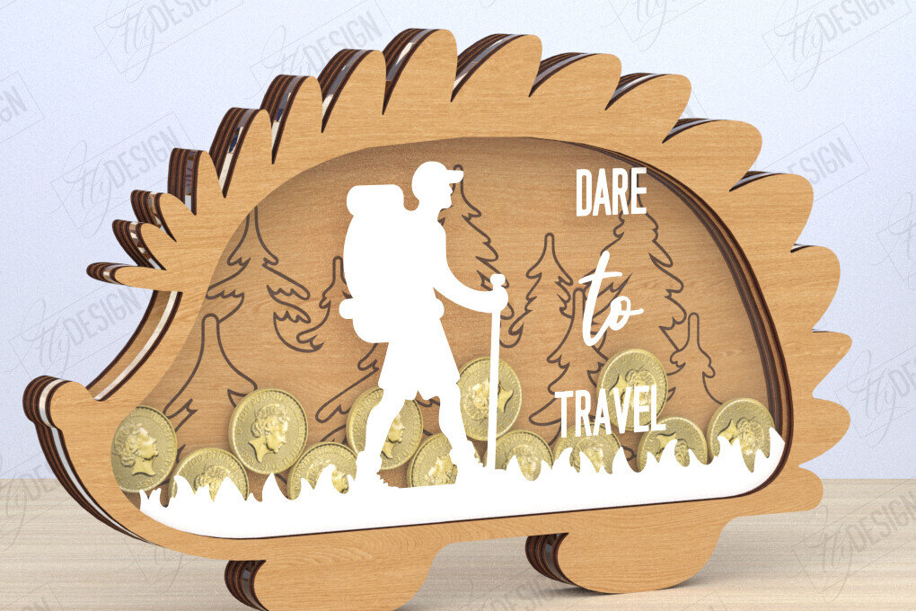 Intra απο ξύλο plywood 3mm-4mm πάχος – Κοπή λέιζερ Piggy Bank | Σχήμα Σκαντζόχοιρου Δίασταση  20x20 cm INTRAFABR-119899447