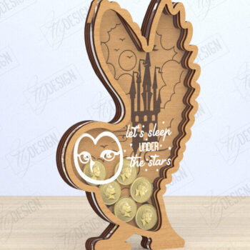 Intra απο ξύλο plywood 3mm-4mm πάχος – Κοπή λέιζερ Piggy Bank | Σχήμα Κουκουβάγιας |CNC Δίασταση  20x20 cm INTRAFABR-119663917 - Image 1