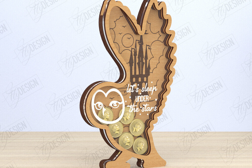 Intra απο ξύλο plywood 3mm-4mm πάχος – Κοπή λέιζερ Piggy Bank | Σχήμα Κουκουβάγιας |CNC Δίασταση  20x20 cm INTRAFABR-119663917