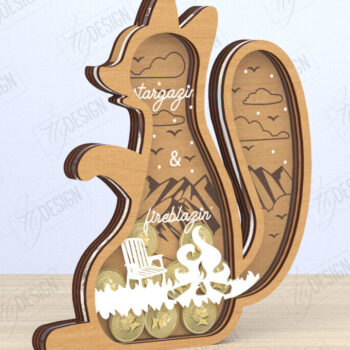 Intra απο ξύλο plywood 3mm-4mm πάχος – Κοπή λέιζερ Piggy Bank | Σχήμα Σκίουρου Δίασταση  20x20 cm INTRAFABR-119663901 - Image 1