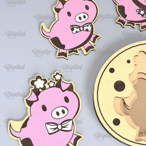 Intra απο ξύλο plywood 3mm-4mm πάχος –  κοπής λέιζερ γουρουνιών Family Puzzle Δίασταση  20x20 cm INTRAFABR-108371299