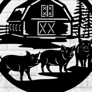 Intra απο ξύλο plywood 3mm-4mm πάχος – Αρχείο κοπής λέιζερ Pigs on the Farm Sign Δίασταση  40x30 cm INTRAFABR-115600989