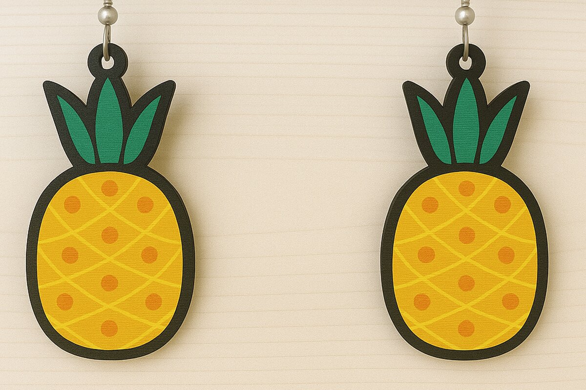 Intra απο ξύλο plywood 3mm-4mm πάχος – Σκουλαρίκια ανανά Δίασταση  5x5 cm INTRAFABR-123080691