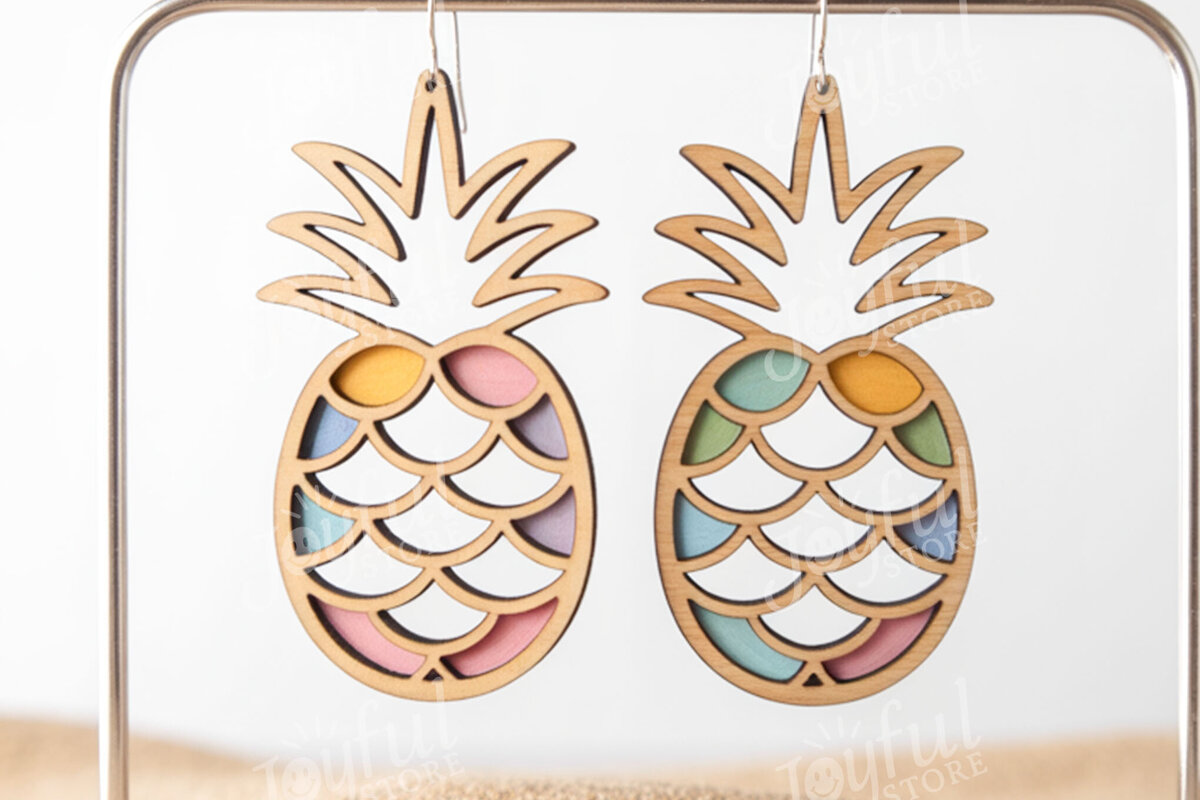 Intra απο ξύλο plywood 3mm-4mm πάχος – Σκουλαρίκια ανανά Cut Δίασταση  5x5 cm INTRAFABR-122222884