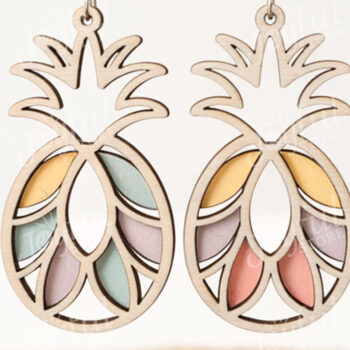 Intra απο ξύλο plywood 3mm-4mm πάχος – Σκουλαρίκια ανανά Cut Laser Δίασταση 5x5 cm INTRAFABR-122222954 - Image 1