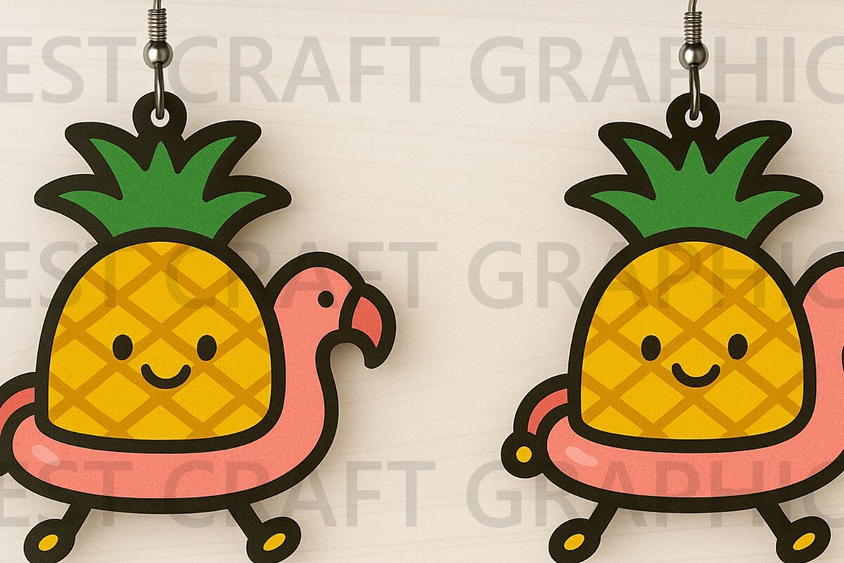 Intra απο ξύλο plywood 3mm-4mm πάχος – Pineapple Float Earrings Δίασταση  5x5 cm INTRAFABR-123127199
