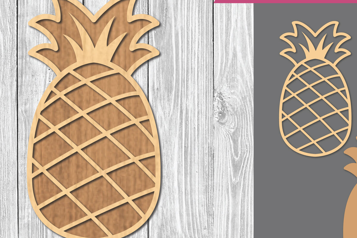 Intra απο ξύλο plywood 3mm-4mm πάχος – Διακόσμηση με λέιζερ ανανά 1 Δίασταση  20x20 cm INTRAFABR-109411604