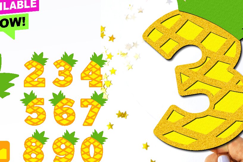 Intra απο ξύλο plywood 3mm-4mm πάχος – Pineapple Numbers 3D Δίασταση  20x20 cm INTRAFABR-108459790