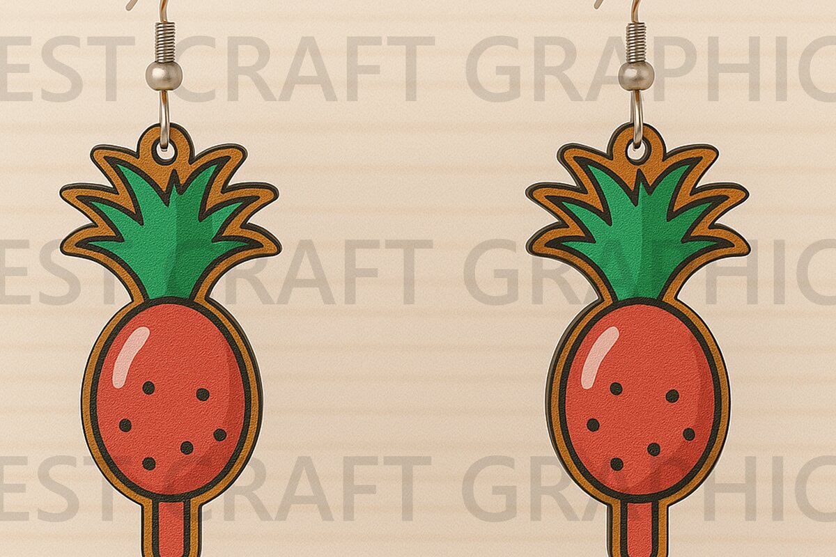 Intra απο ξύλο plywood 3mm-4mm πάχος – Σκουλαρίκια Popsicle Pineapple Δίασταση  5x5 cm INTRAFABR-123663943