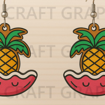 Intra απο ξύλο plywood 3mm-4mm πάχος – Σκουλαρίκια καρπούζι ανανά Δίασταση 5x5 cm INTRAFABR-123663940 - Image 1