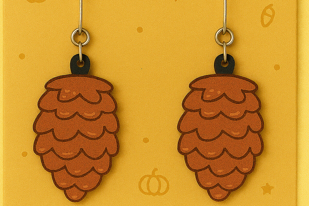 Intra απο ξύλο plywood 3mm-4mm πάχος – Σκουλαρίκια κουκουνάρι Δίασταση  5x5 cm INTRAFABR-125294308