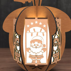 Intra απο ξύλο plywood 3mm-4mm πάχος – Φανάρι κουκουνάρι Άγιος Βασίλης Δίασταση  20x20 cm INTRAFABR-109048428