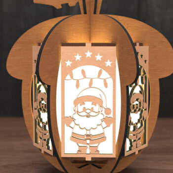 Intra απο ξύλο plywood 3mm-4mm πάχος – Φανάρι κουκουνάρι Άγιος Βασίλης Δίασταση  20x20 cm INTRAFABR-109048428 - Image 1